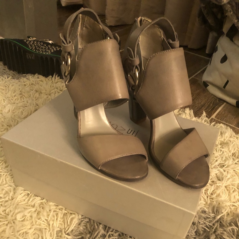 Grey leather sandals
